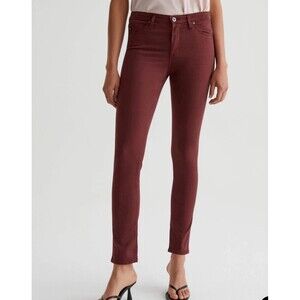 AG Adriano Goldschmied The Prima Mid-Rise Cigarette Burgundy Classic Jeans Sz 26